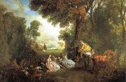 Jean-Antoine Watteau The Halt During the Chase Spain oil painting artist